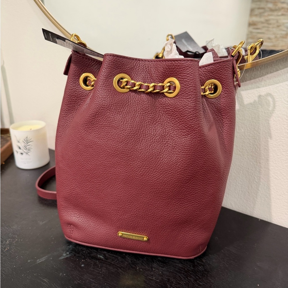 Rebecca Minkoff Burgundy Crossbody Bag with Gold Accents